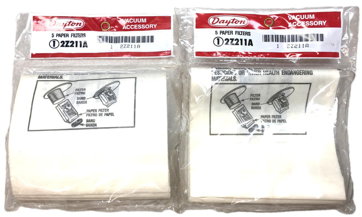 Dayton Vacuum Paper Filter Pack (5pcs) 2Z211A [Lot of 2] NOS