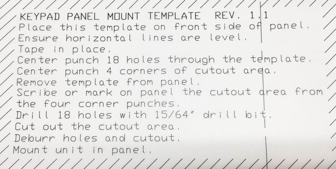 Allen-Bradley Keypad Panel Mount Paper Template Only Rev. 1.1 NOS