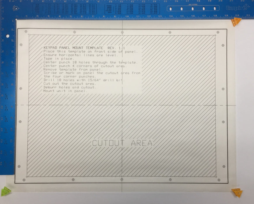 Allen-Bradley Keypad Panel Mount Paper Template Only Rev. 1.1 NOS