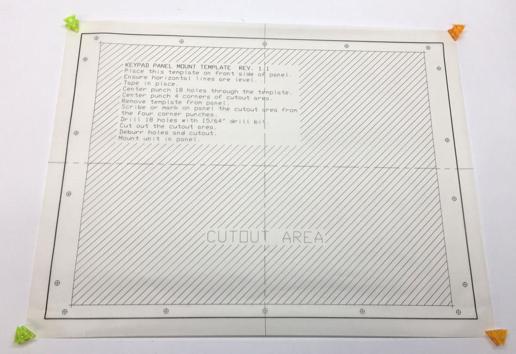 Allen-Bradley Keypad Panel Mount Paper Template Only Rev. 1.1 NOS