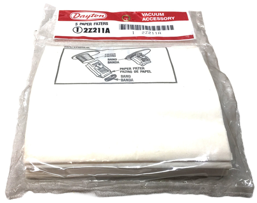 Dayton Vacuum Paper Filter Pack (5pcs) 2Z211A [Lot of 2] NOS