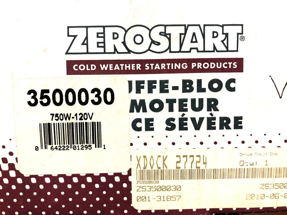 ZeroStart CSA Series C 750W 120VAC Block Heater Assembly 3500030 (LR1843-CJ) NOS