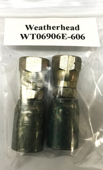 Weatherhead Crimped Hose Fitting WT06906E-606 [Lot of 2] NOS