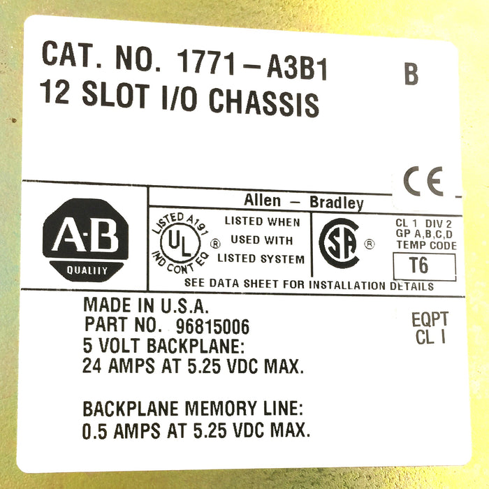 Allen-Bradley 12-Slot Card Chassis 1771-A3B1 (960678) USED