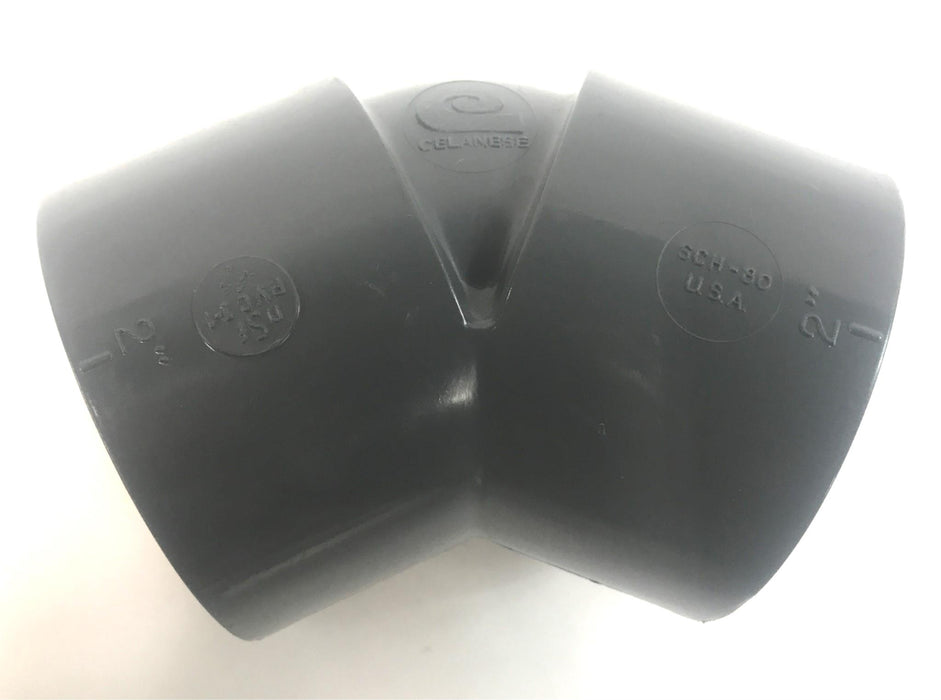 Celanese PVC I-1 SCH 80 45 Deg Elbow 2" Socket x Socket [Lot of 2] NOS