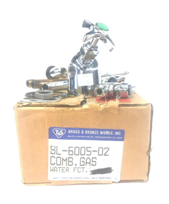T&S Brass Combination Gas/Water Laboratory Faucet BL-6005-02 NOS