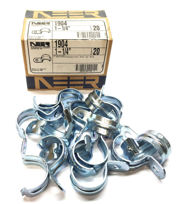 Neer 1-1/4" 1-Hole Stamped Steel Plated Strap Box 1904 (20pcs) NOS