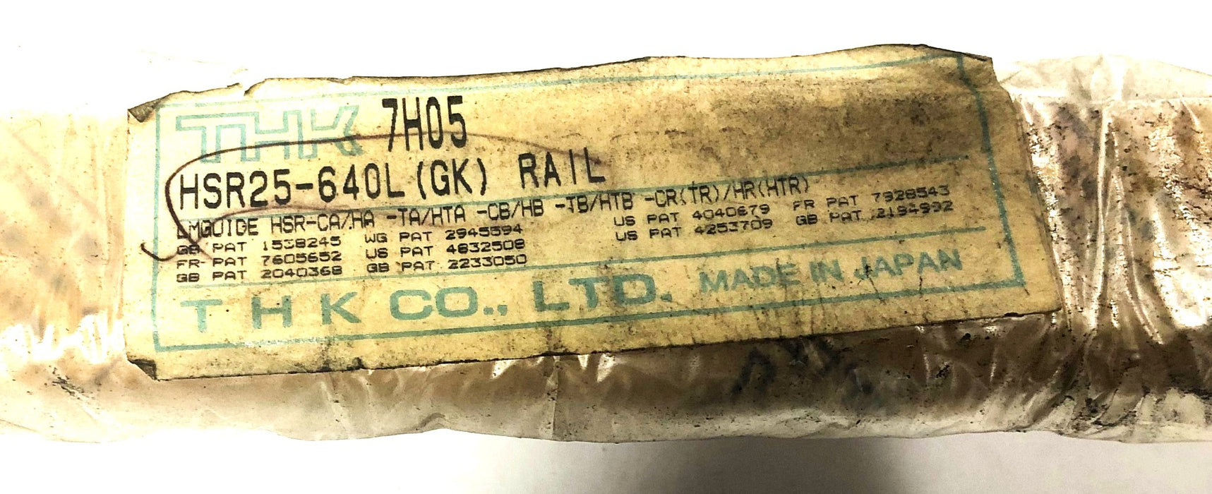 THK Y7H05 25-1/8 Inch Linear Rail HSR25-640L (GK) NOS