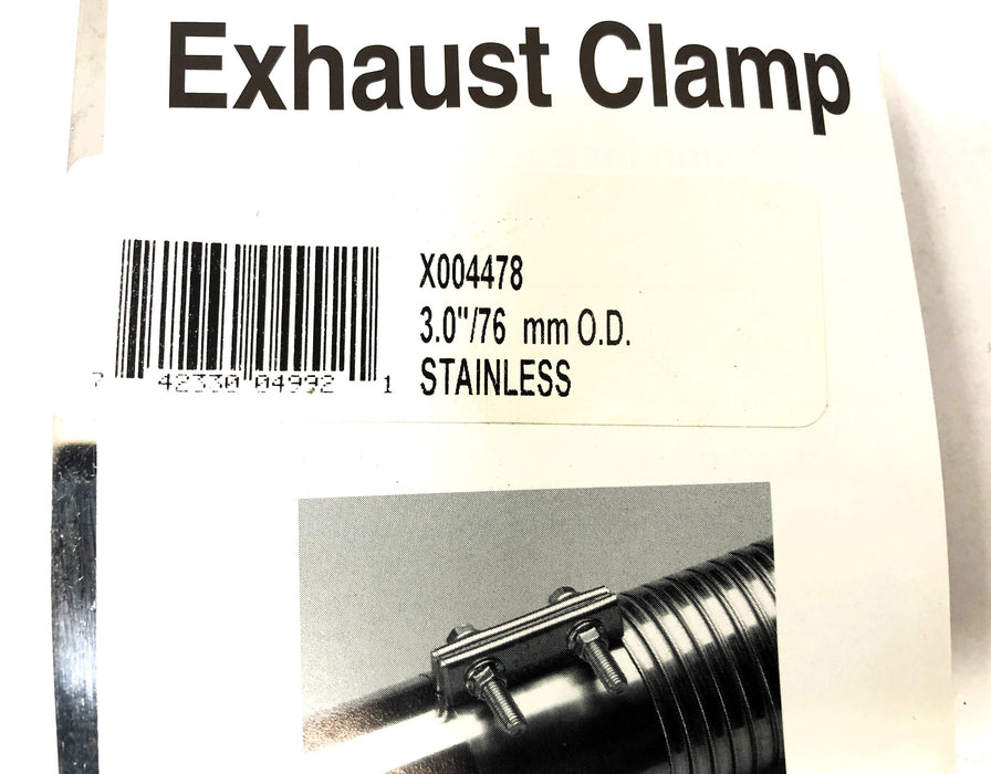 Unbranded 3in/76mm O.D. Stainless Exhaust Clamp X004478 [Lot of 4] NOS