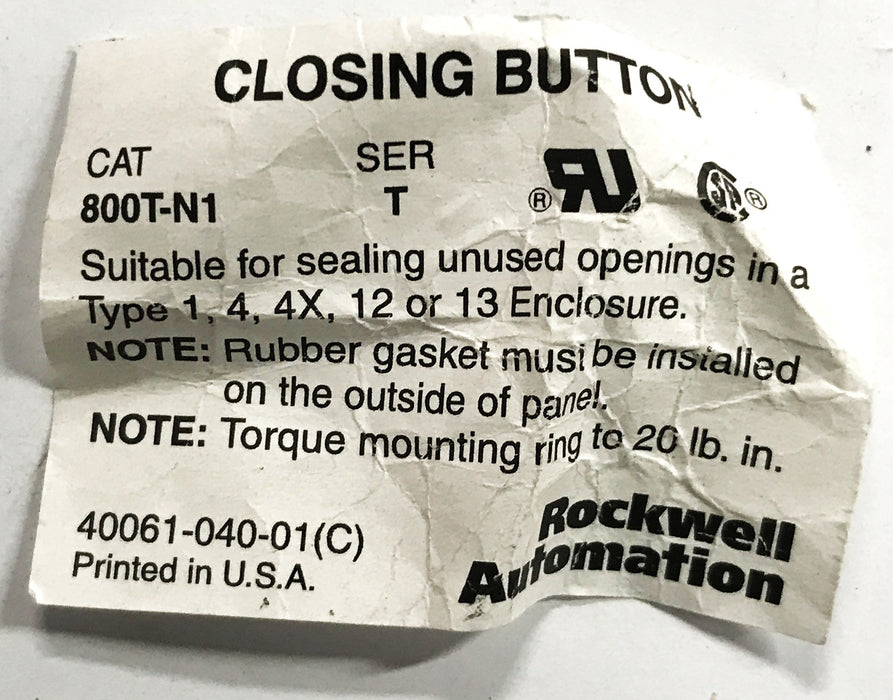 Allen-Bradley Grey Closing Button 800T-N1 [Lot of 4] NOS