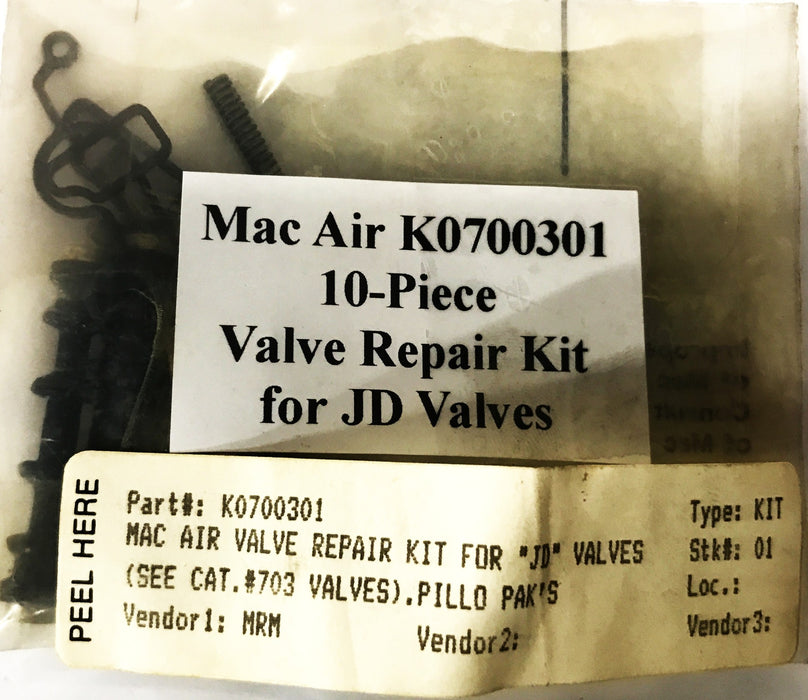 MAC Air 10-Piece Valve Repair Kit for JD Valves K0700301 NOS