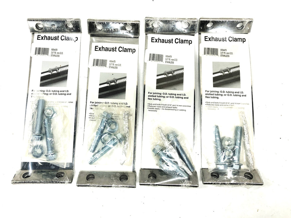 Unbranded 3in/76mm O.D. Stainless Exhaust Clamp X004478 [Lot of 4] NOS