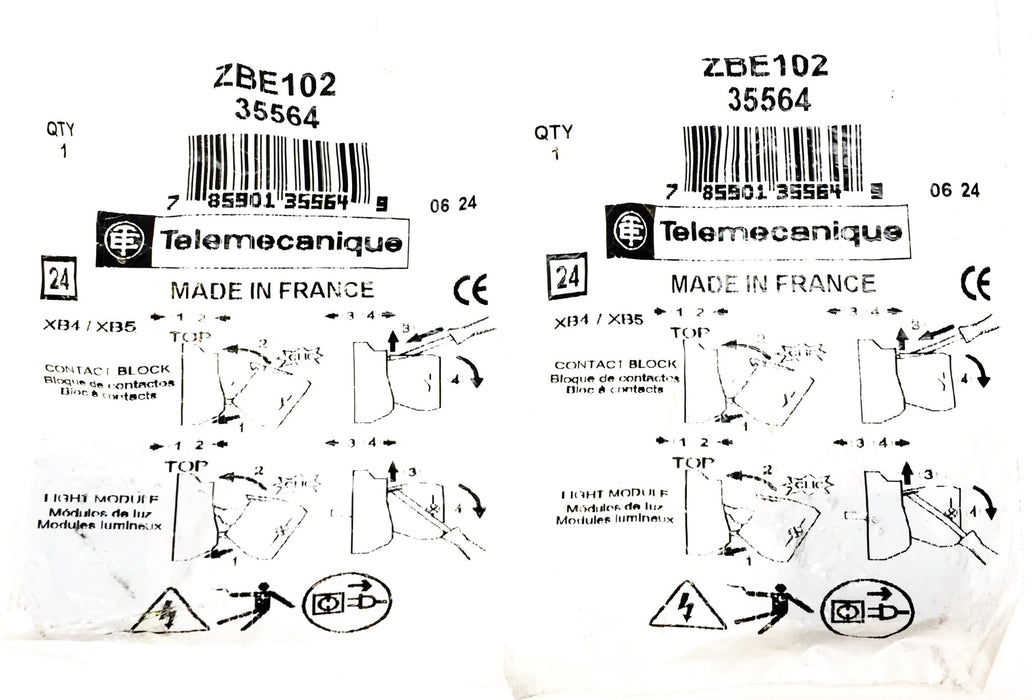 Telemecanique Contactor Block ZBE102 (35564) [Lot of 2] NOS