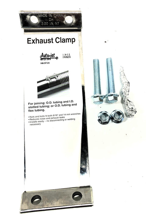 Auto-jet 3 in O.D. Stainless Exhaust Clamp 10-3/4x3-1/2 in [Lot of 3] NOS