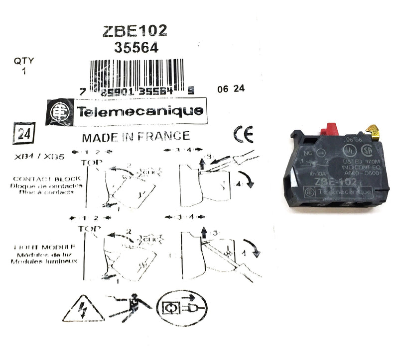 Telemecanique Contactor Block ZBE102 (35564) [Lot of 2] NOS