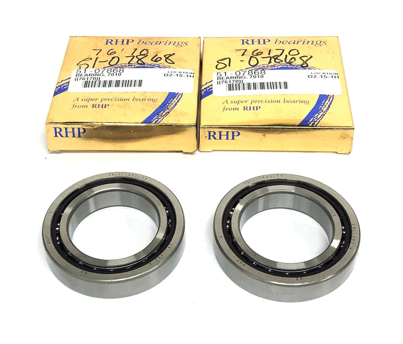 RHP 2 Piece Set Precision Spindle Bearing 7010CTRDULP4 NOS