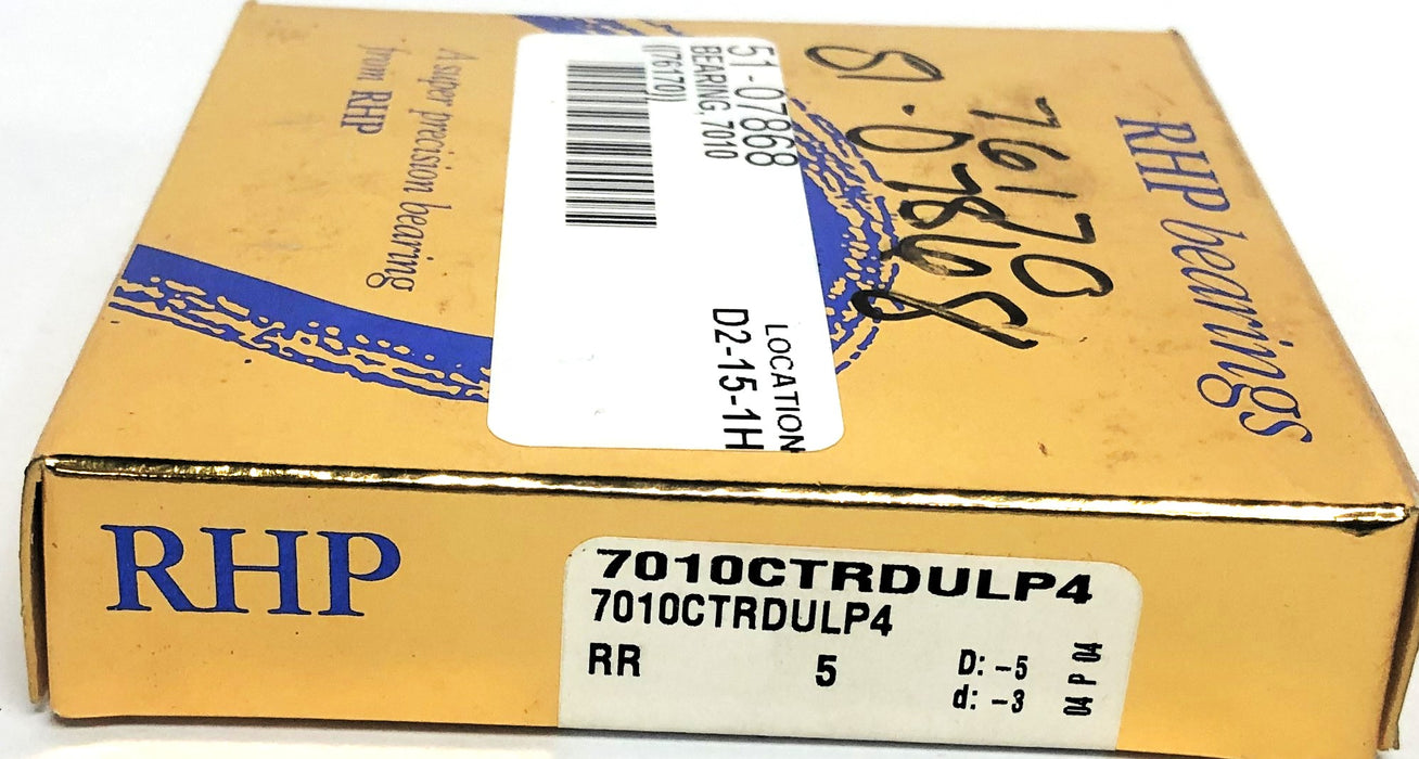RHP 2 Piece Set Precision Spindle Bearing 7010CTRDULP4 NOS