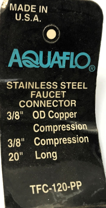 Aquaflo 3/8" 20" Long Faucet Connector Hose TFC-120-PP [Lot of 2] NOS