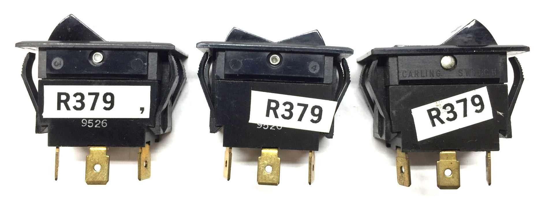 Carling Switch Black/Black 3-Position Rocker Switch R379 [Lot of 3] NOS