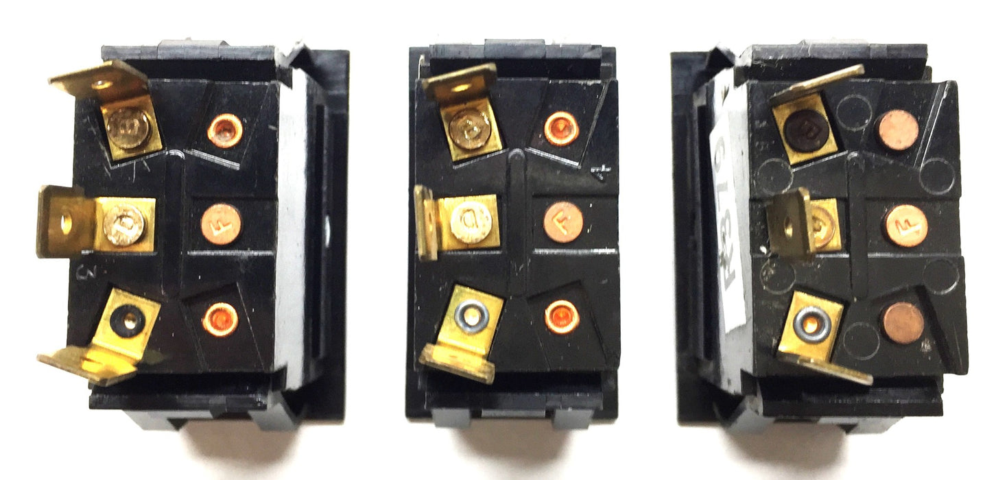 Carling Switch Black/Black 3-Position Rocker Switch R379 [Lot of 3] NOS