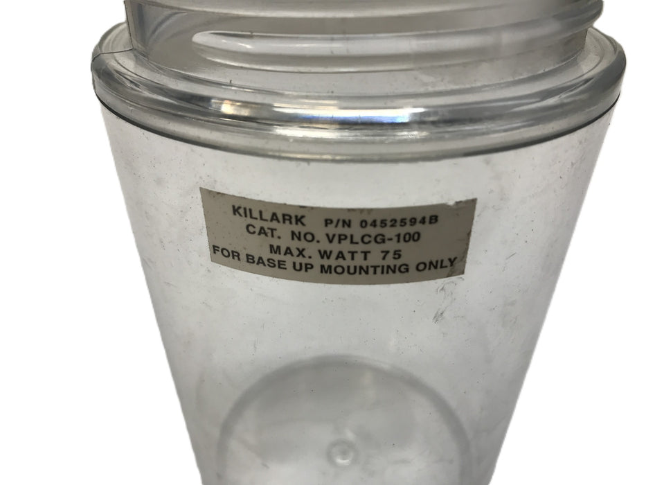 Killark Durable Clear Polycarbonate Globe(Some Smudges) VPLCG-100 (0452594B) NOS