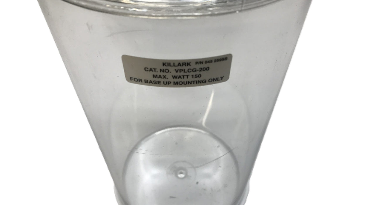 Killark Clear Polycarbonate Globe (Has Deep Scratch) VPLCG-200 (045 2595B) NOS