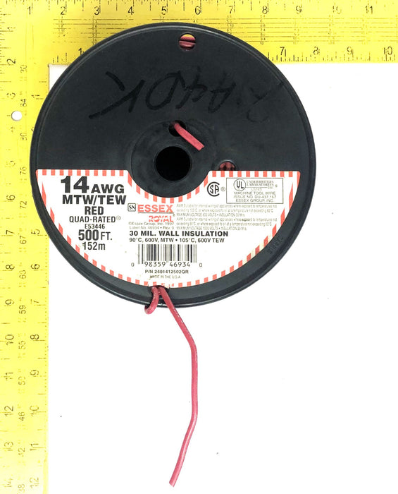 EssexRoyal 500FT 14AWG MTW/TEW Red Quad-Rated E53446 30mil Cable 2401412502QRNOS