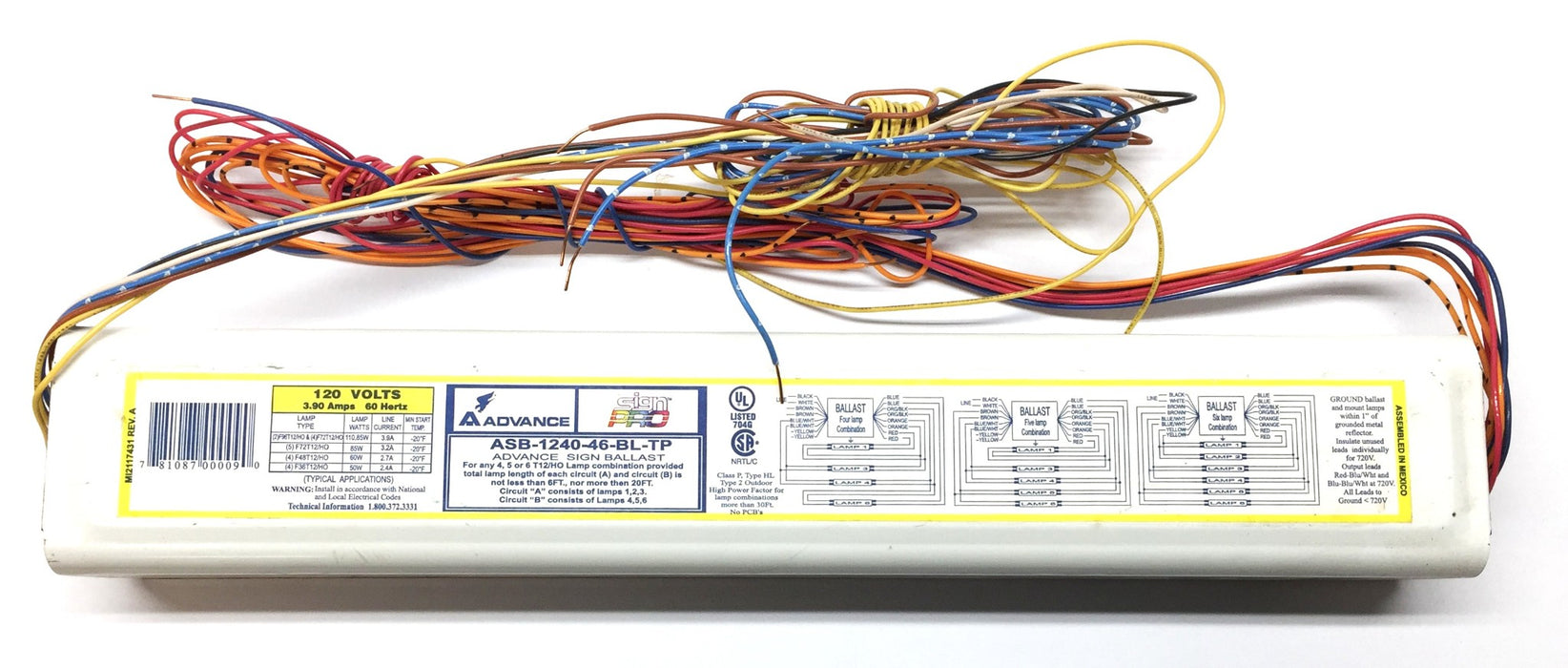Advance SignPRO T12/HO 12-40FT Sign Ballast 120V/60Hz ASB124046BLTP NOS