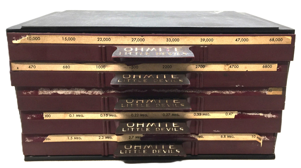 Ohmite 'Little Devils' 10' x 6" x 6" 5-Drawer Resistor Cabinet USED
