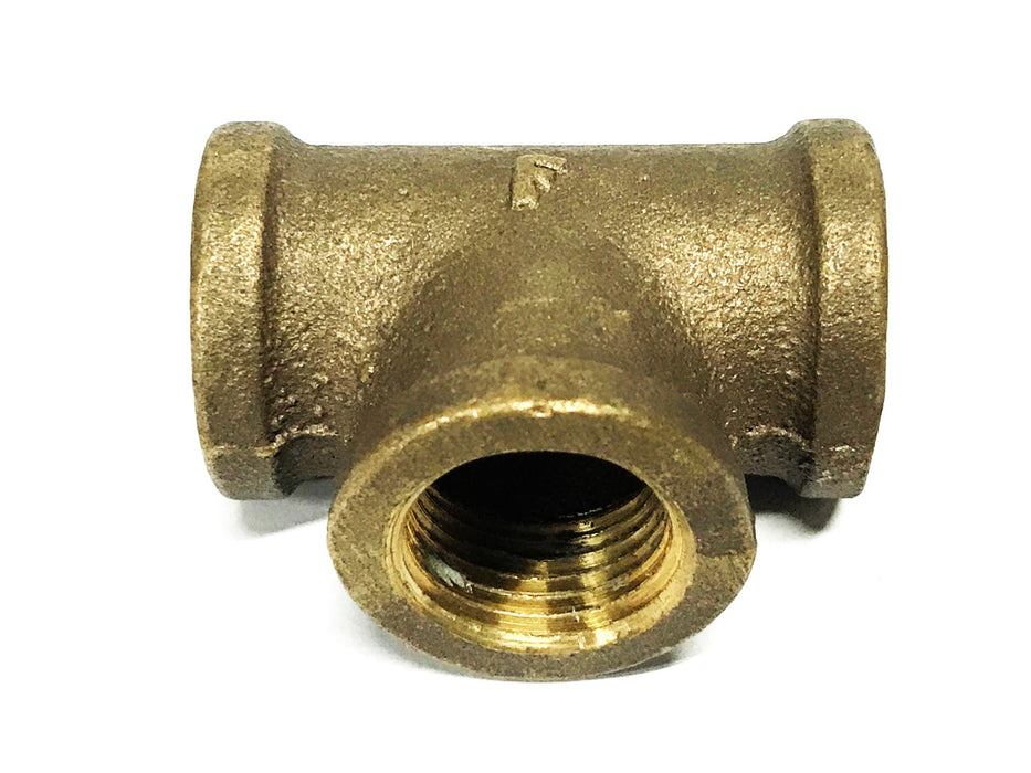 Unbranded 1/2 inch Female Thread Bronze Pipe Tee [Lot of 3] NOS