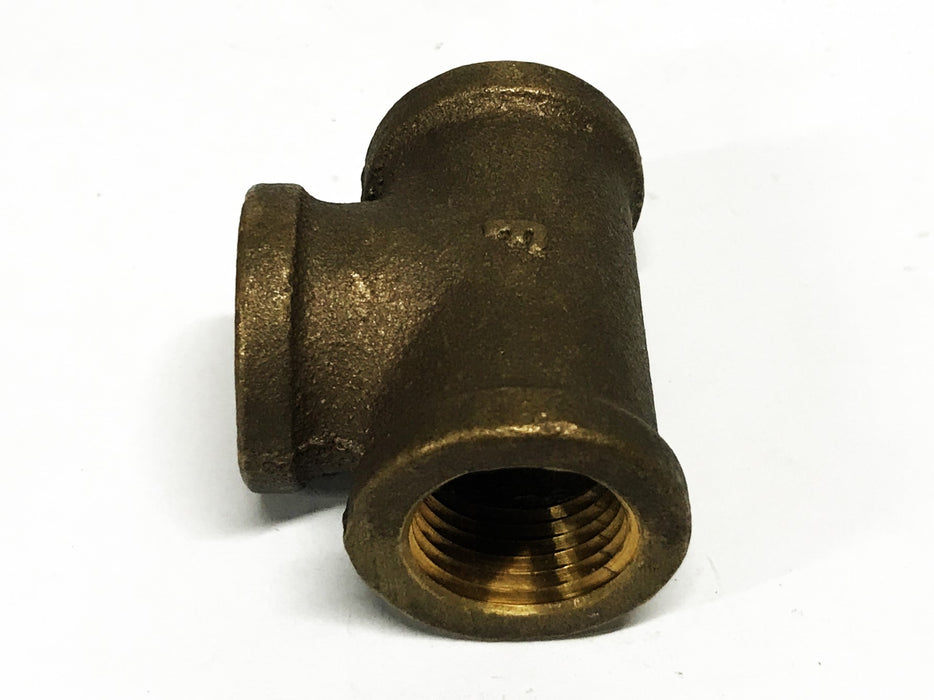 Unbranded 1/2 inch Female Thread Bronze Pipe Tee [Lot of 3] NOS