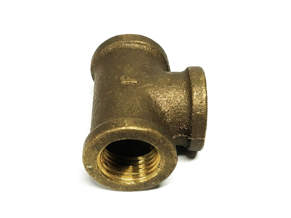 Unbranded 1/2 inch Female Thread Bronze Pipe Tee [Lot of 3] NOS