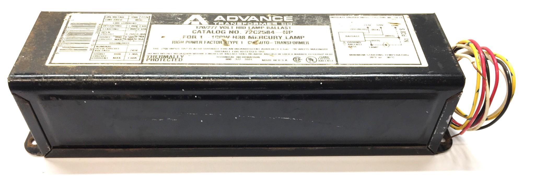 Advance Ballast 120/277V 60Hz HID Lamp Ballast 72C2584NP USED