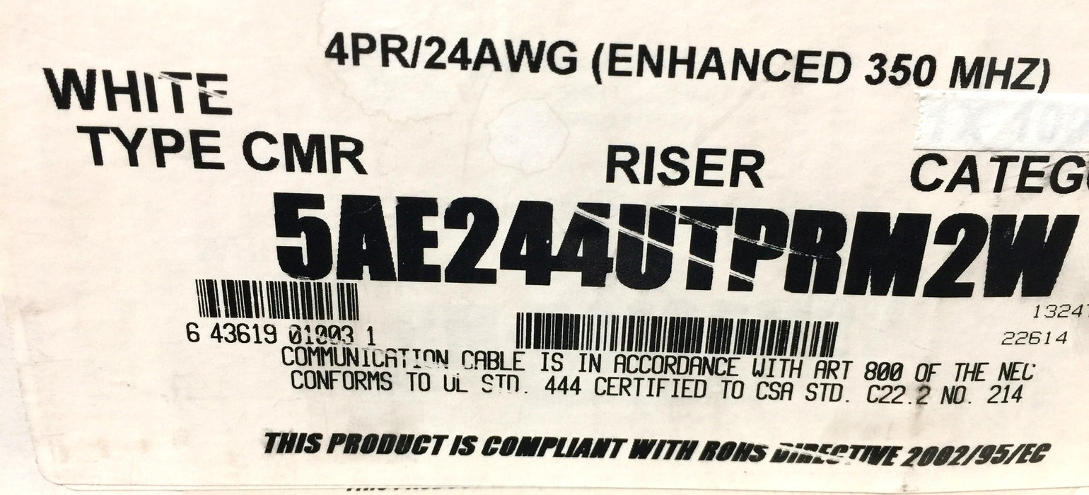 Remee 500' 24AWG 4-Pair Unshielded Twisted Pair Solid Copper 5AE244UTPRM2W USED