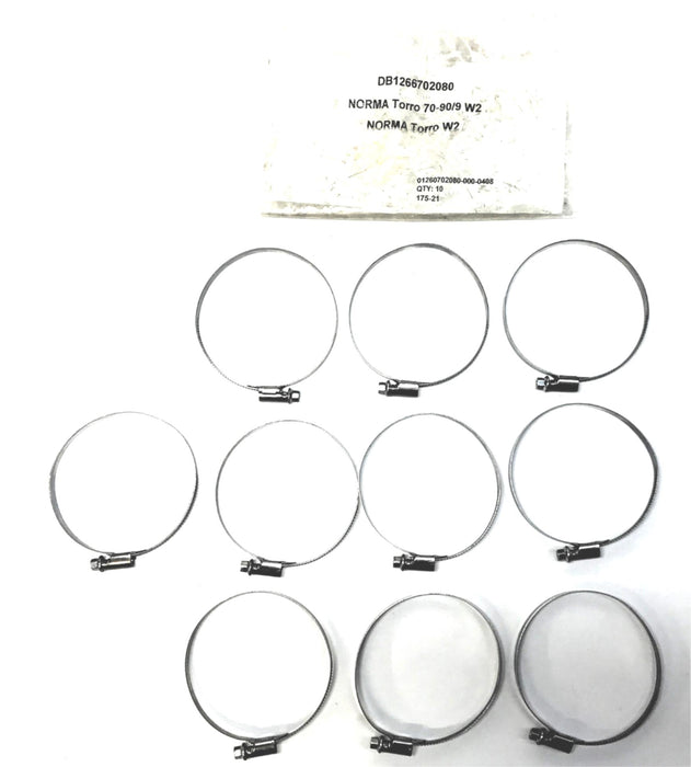 Norma Pack of (10) Hose Clamps 70-90 NOS