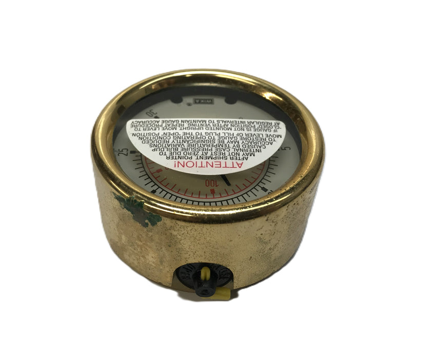 Wika 1/4" NPT 0-30 PSI Brass Pressure Gauge 9456171 (213.40 2.5") NOS