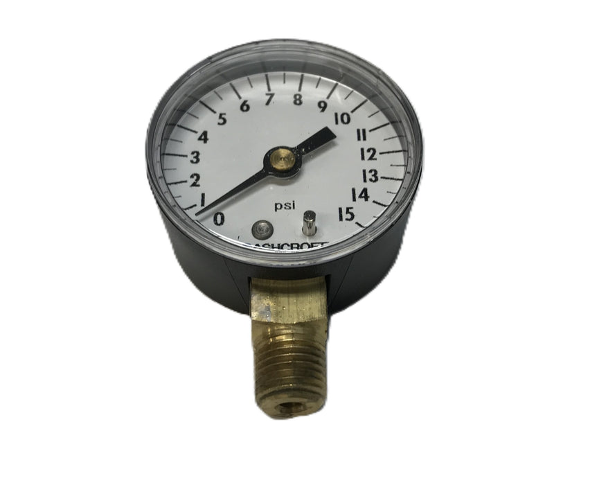 Ashcroft 1/4" NPT 0-15 PSI Pressure Gauge 20W1005PH 02L 15# [Lot of 2] NOS