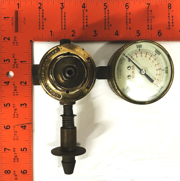 Marsh Instrument Company 0-3000 Brass Air Pressure Gauge Assembly USED