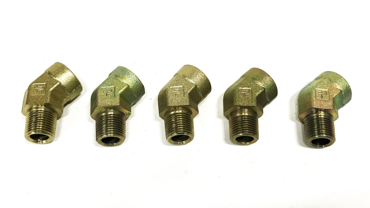 Parker Steel-Zinc 3/8 inch Male to Female 45-degree Elbow [Lot of 5] NOS