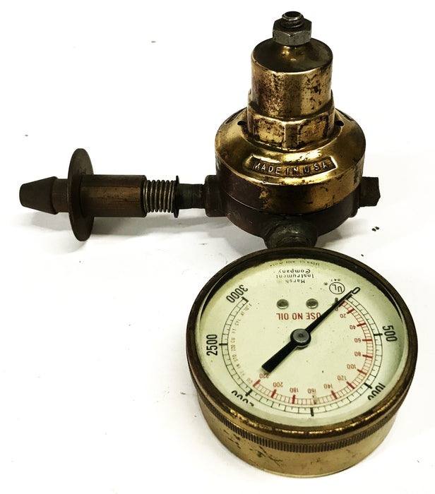 Marsh Instrument Company 0-3000 Brass Air Pressure Gauge Assembly USED