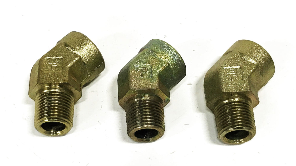 Parker Steel-Zinc 3/8 inch Male to Female 45-degree Elbow [Lot of 3] NOS