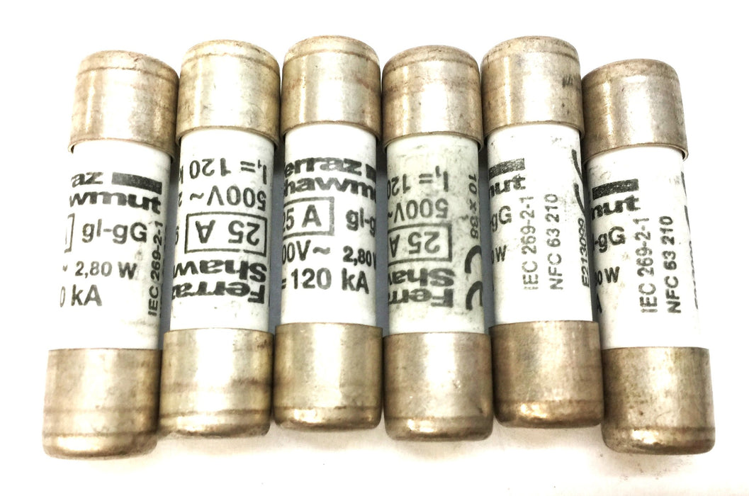 Ferraz Shawmut 25A/500V 10x38 Fuse E213099 [Lot of 6] NOS