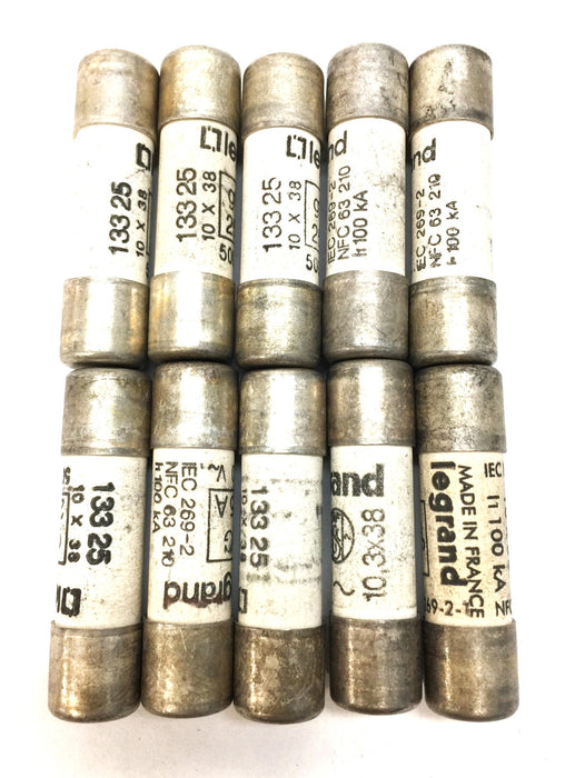Legrand 25A/500V 10x38 Fuse 13325 [Lot of 10] NOS