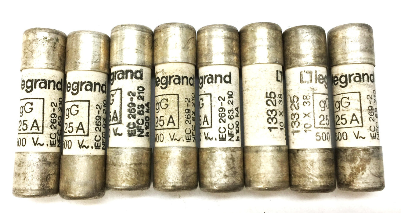 Legrand 25A/500V 10x38 Fuse 13325 [Lot of 8] NOS