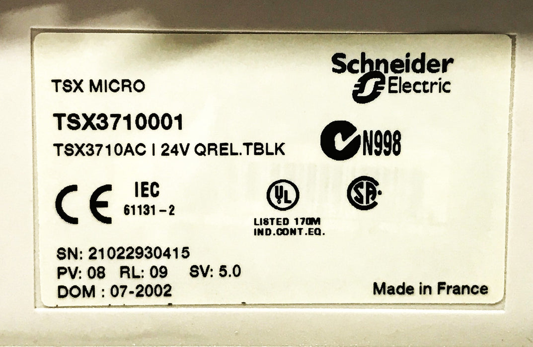 Schneider Electric Modicon Micro Pic Rack Module TSX3710001 USED