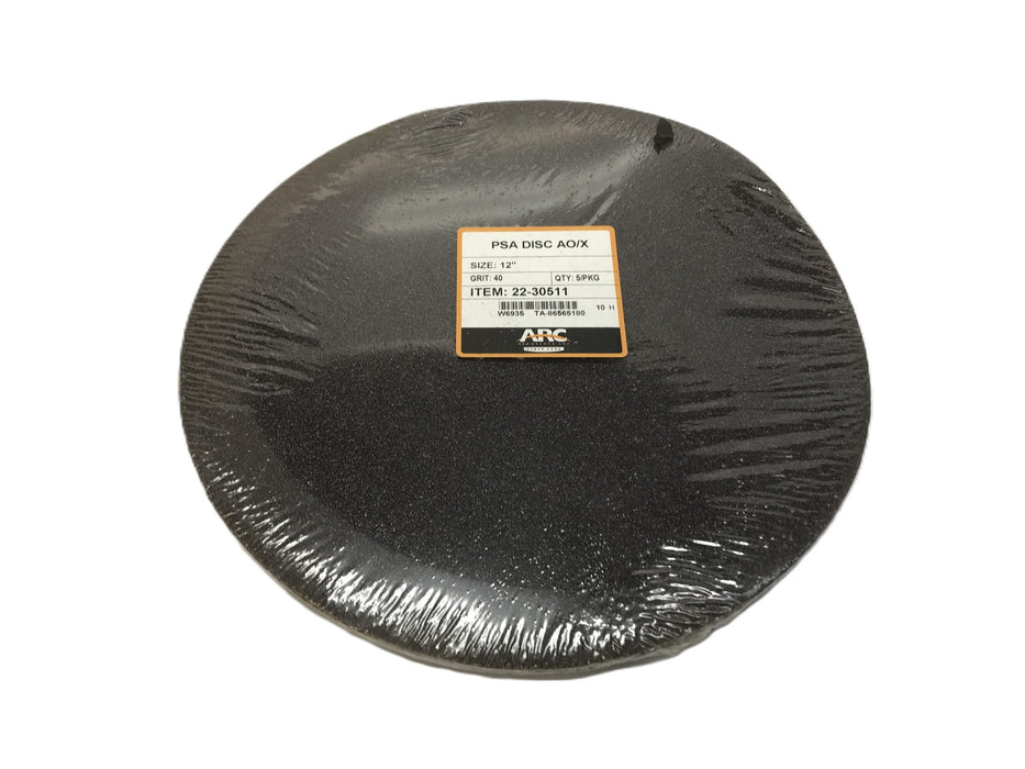 Arc Pack of (5) 12" 40 Grit PSA Sanding Disc 22-30511 NOS