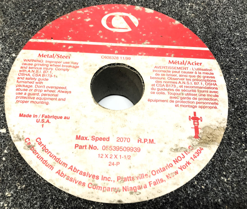 Carborundum 12 x 2 x 1-1/2" 24-P Grinding Wheel 05539509939 NOS