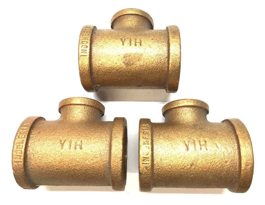 YIH 1" x 1 x 1/2" Bronze Reducing Tee [Lot of 3] NOS