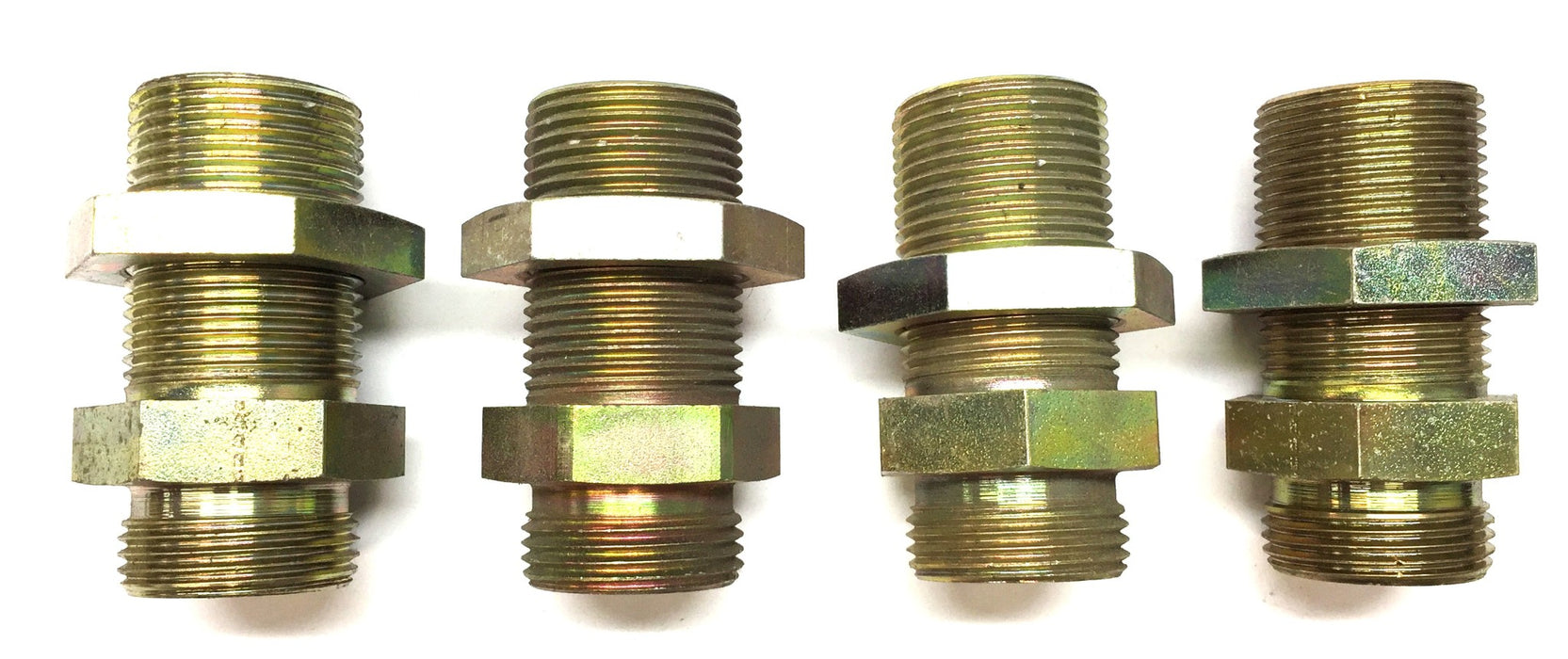 Unbranded 1.18" Steel Hydraulic Straight Threaded Adapter [Lot of 4] NOS