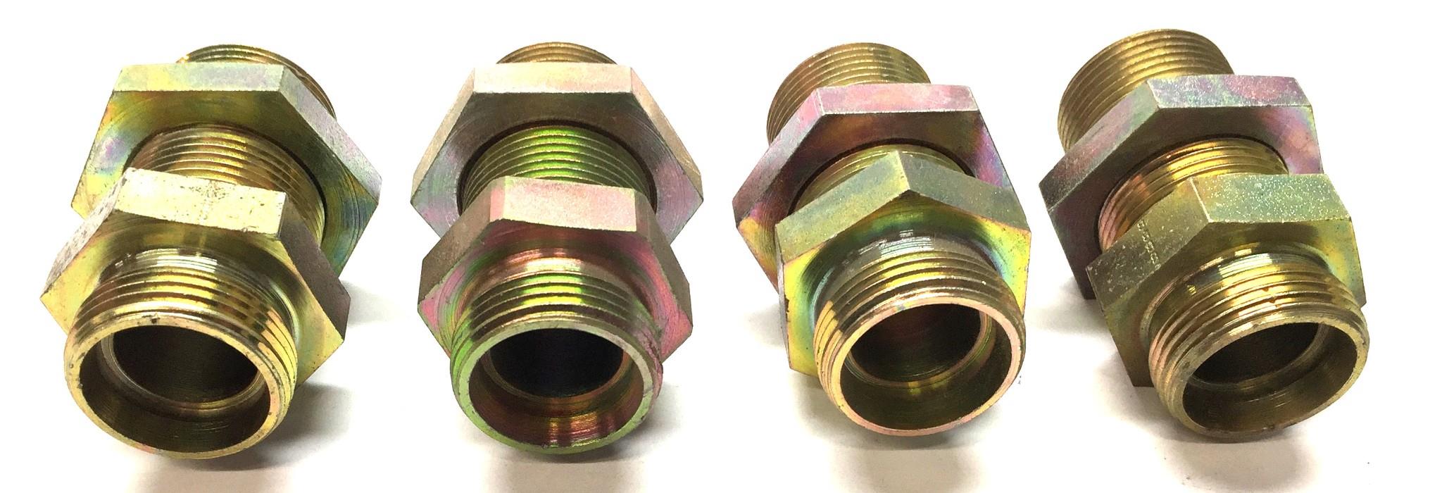 Unbranded 1.18" Steel Hydraulic Straight Threaded Adapter [Lot of 4] NOS